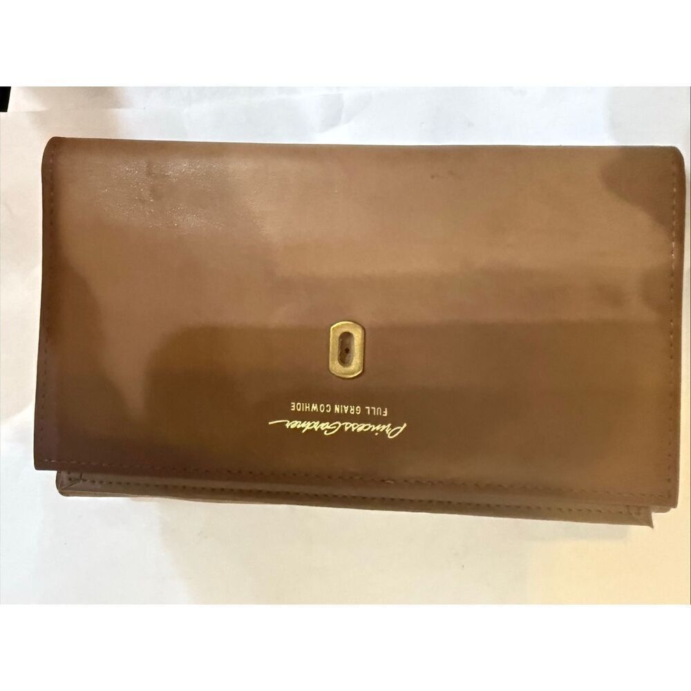 Vintage Princess Gardner Women's Leather Tri-fold Checkbook Wallet Tan OS NWOT